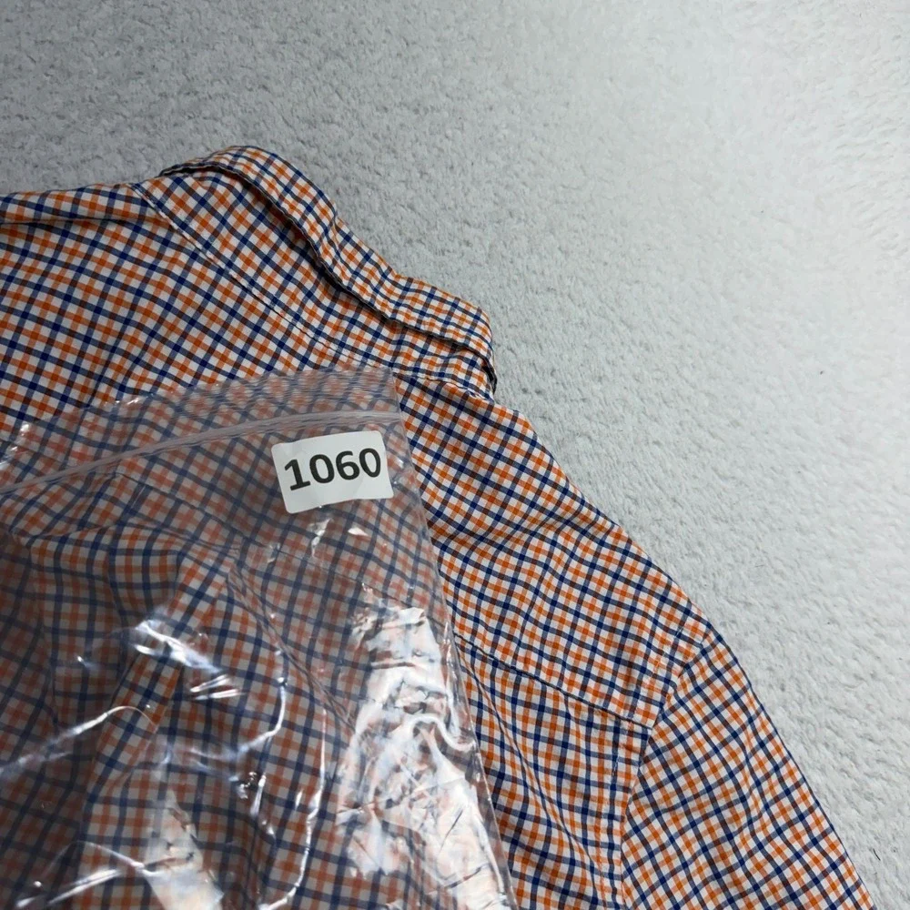 Ralph Lauren Orange Blue Plaid Long Sleeve Button Down Shirt Kids Size L 14-16
